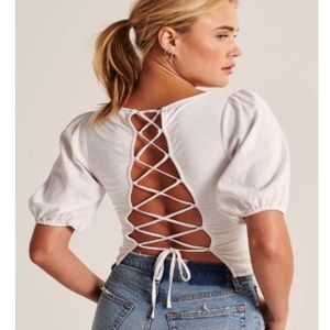 Abercrombie Tie Back Puff Sleeve Blouse